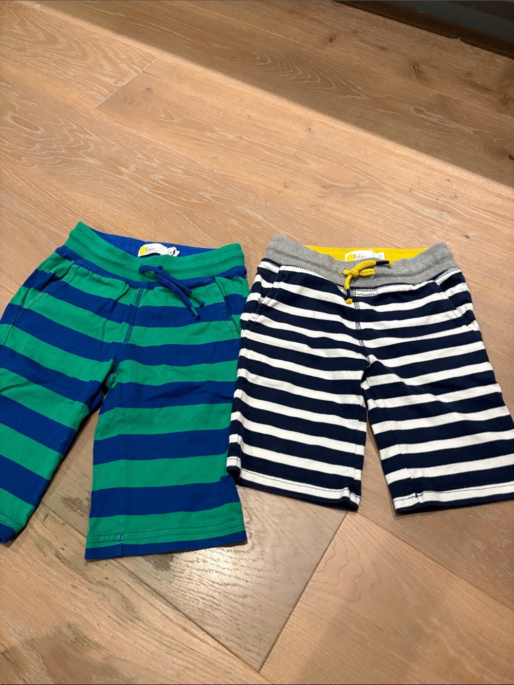 Mini Boden Boys Size 5Y (left) and 4Y (right) Striped Knit Shorts Bundle.